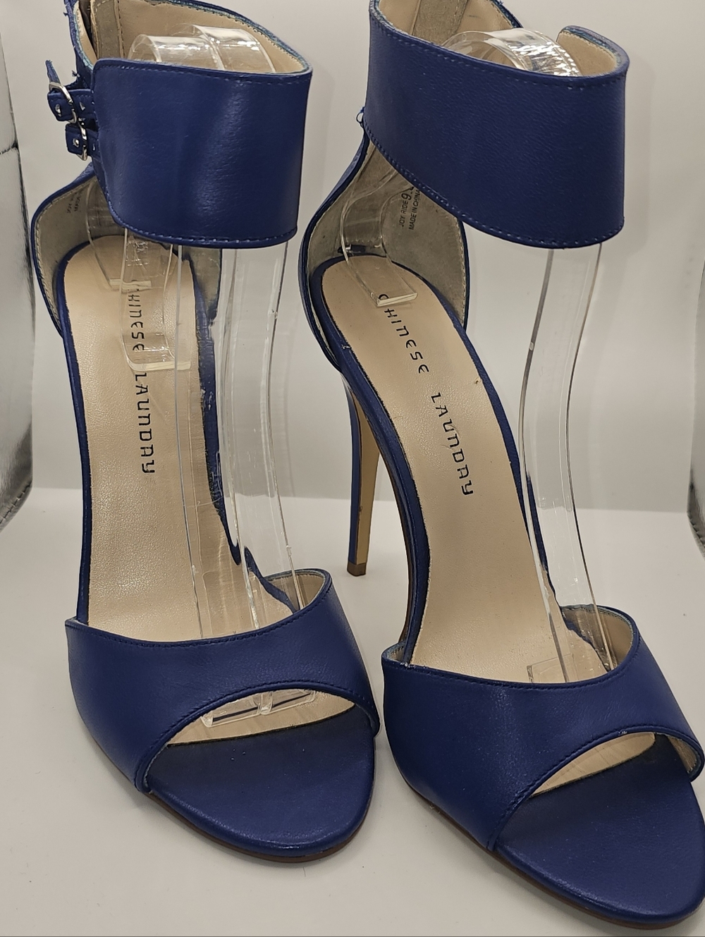 Chinese Laundry Royal Blue Satin Ankle-Strap Stilettos